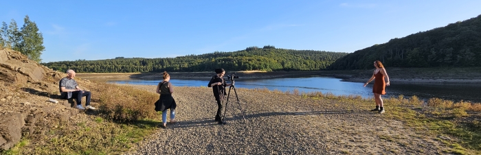 Vue aérienne pour le clip vidéo de la chanteuse Romy Conzen au barrage de la Gileppe